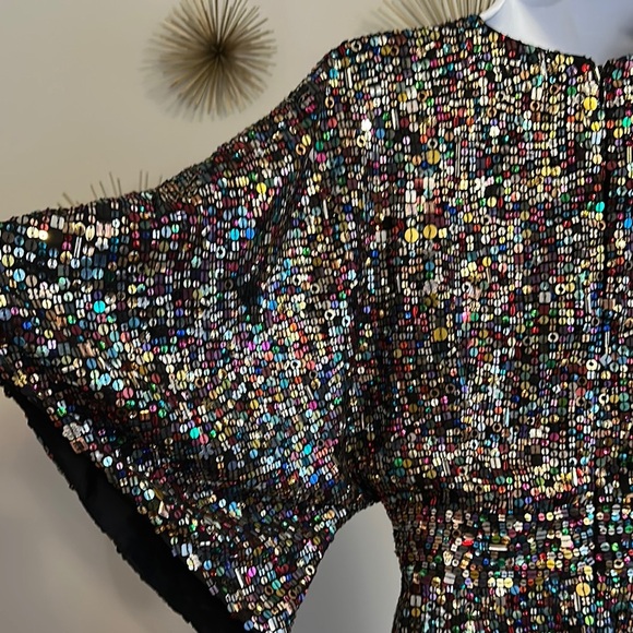 Multicolor Sequin Dolman Sleeve Dress NWOT - Picture 5 of 6